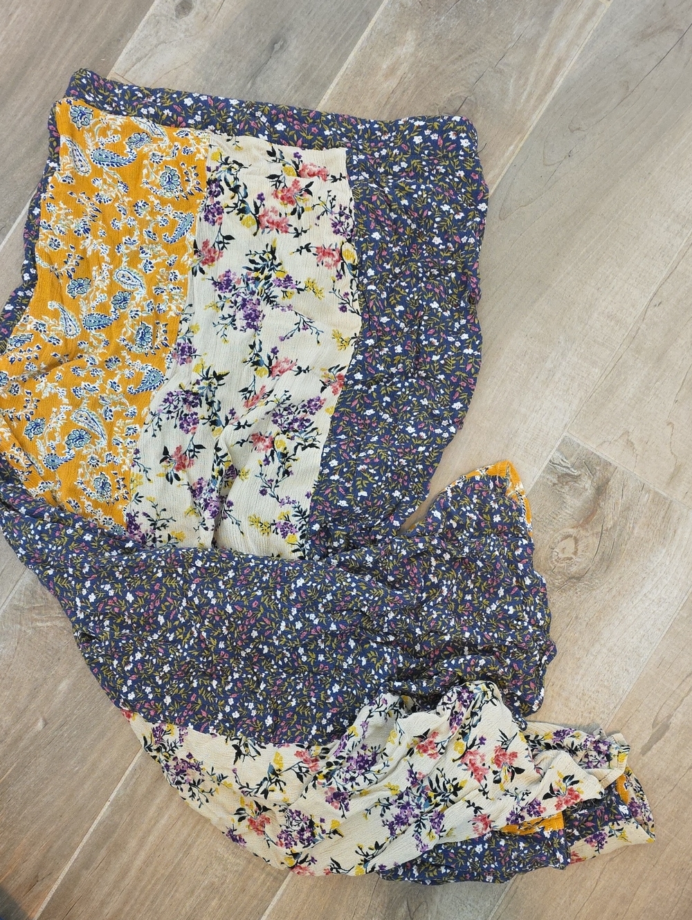 NATURAL LIFE Patchwork Maxi Skirt - Yellow, Cream & Purple